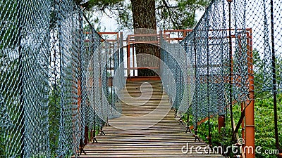 suspension bridge in mount merapi national park Stock Photo