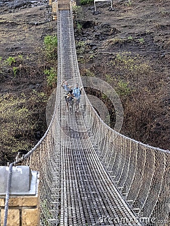 Suspension bridge over blue nile gap, Ethiopia Editorial Stock Photo