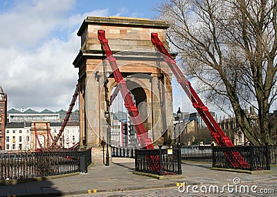 Suspension bridge, River Clyde, Glasgow Stock Photo