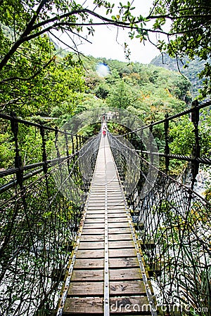 Suspension bridge in Taroko Gorge Stock Photo