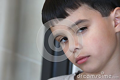 Suspicious Boy Stock Photo