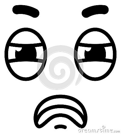 Suspicious face expression. Comic style skeptic doodle Vector Illustration