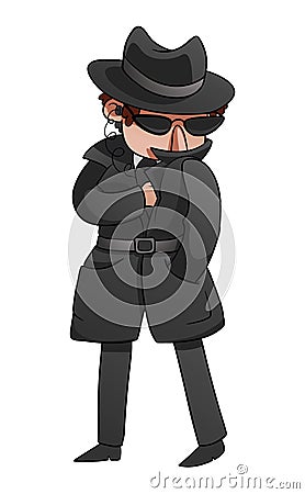 Suspicious Spy Guy Vector Illustration