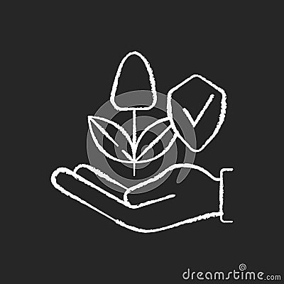 Sustainable agriculture chalk white icon on black background Vector Illustration