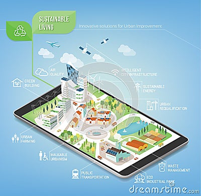 Sustainable city Vector Illustration