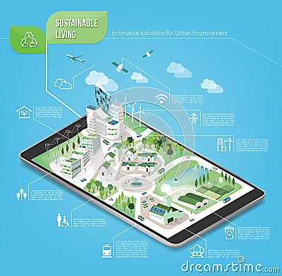 Sustainable city Vector Illustration