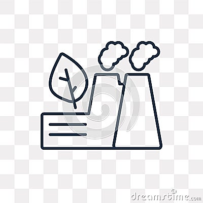 Sustainable factory vector icon isolated on transparent background, linear Sustainable factory transparency concept can be used w Vector Illustration
