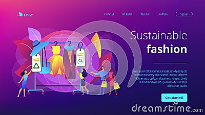 Sustainable fashion concept landing page Vector Illustration