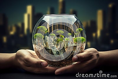 Sustainable Future investment eco city. Generate Ai Stock Photo