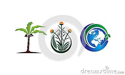 Sustainable Global Food Farming Garden Set Vector Illustration