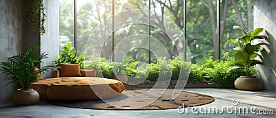 Concept Green Sustainable office furniture rooftop gardens in ecoconscious corporate buildings Stock Photo