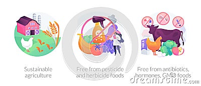 Sustainable organic agriculture abstract concept vector illustrations. Vector Illustration