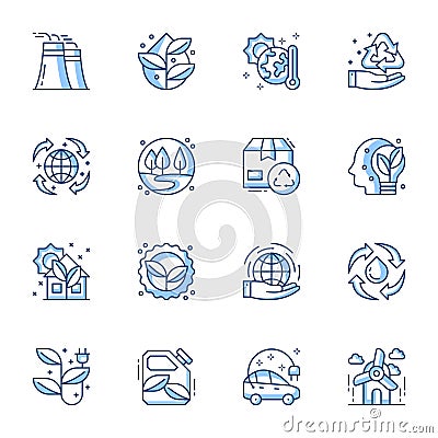 Sustainable line vector icon set. Vector Illustration