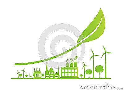Sustainable Urban Growth in the City,Ecology.Green cities help the world with eco-friendly concept ideas,vector illustration Vector Illustration