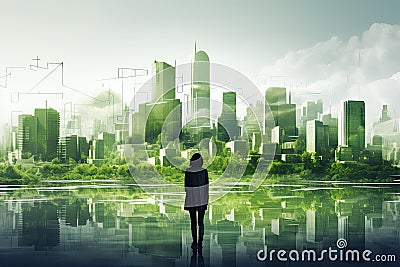 Sustanable urban design project, green architecture Stock Photo