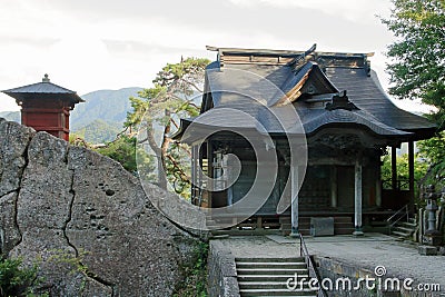 Sutra repository and Kaisando of Risshaku ji Yamadera in Yamagata Editorial Stock Photo