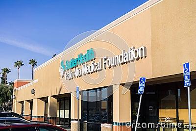 Sutter Health Palo Alto Medical Foundation entrance Editorial Stock Photo