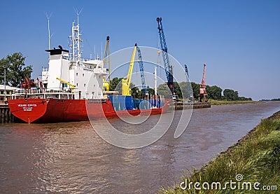 Sutton Bridge Port on River Nene, England Editorial Stock Photo