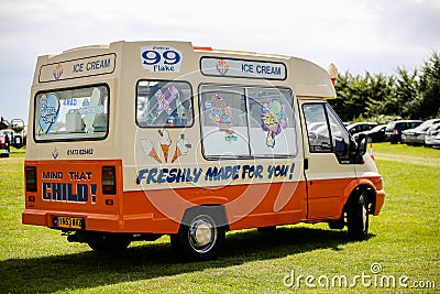 Sutton, Suffolk August 18 2019: A local ice cream truck selling refreshments at a village fete Editorial Stock Photo