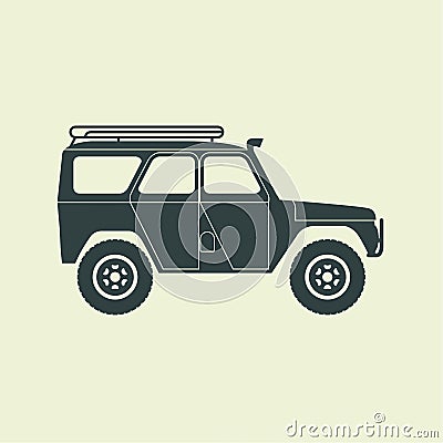 Suv car side view silhouette, offroad label, emblem or badge, offroader Vector Illustration