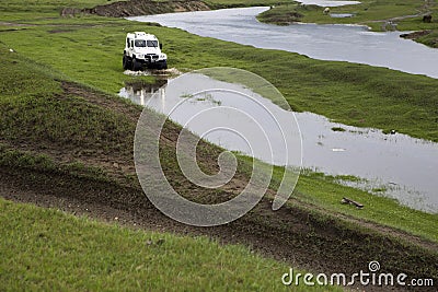 SUV with huge wheels Stock Photo