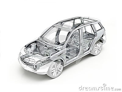 Suv technical drawing showing the car chassis. Stock Photo