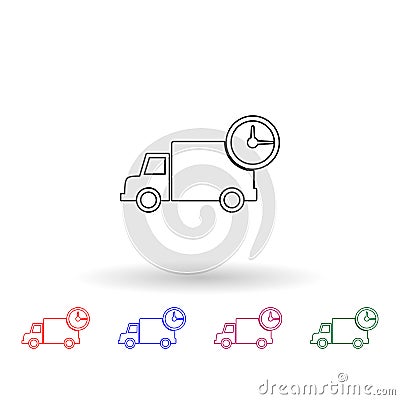 Suv and watch multi color icon. Simple thin line, outline of logistic icons for ui and ux, website or mobile application Stock Photo