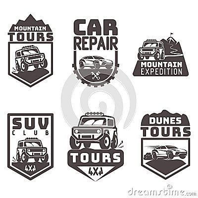 Suv 4x4 off-road travel tour club Icon logo template vector Vector Illustration