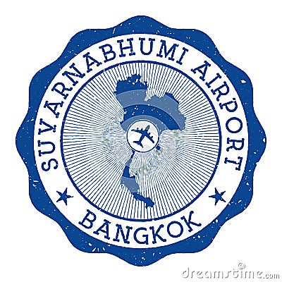 Suvarnabhumi Airport Bangkok stamp. Vector Illustration