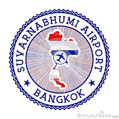 Suvarnabhumi Airport Bangkok stamp. Vector Illustration