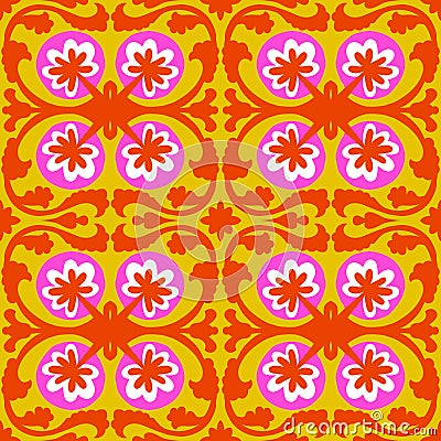 Suzani pattern with Uzbek and Kazakh motifs Vector Illustration