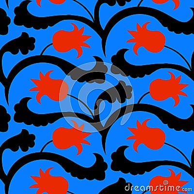 Suzani pattern with Uzbek and Kazakh motifs Vector Illustration