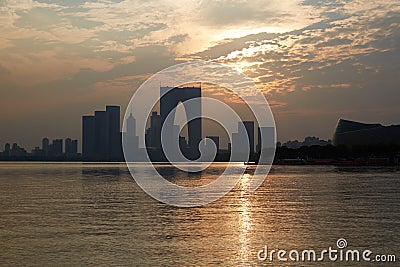 Suzhou skyline CBD sunset, China Editorial Stock Photo