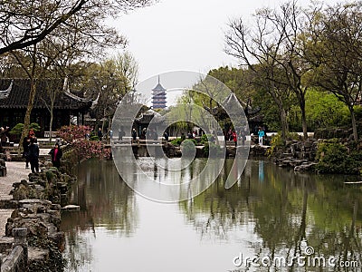 Springtime in Humble Administrator`s Garden, one of the most famous classical gardens of Suzhou Editorial Stock Photo