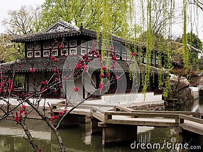 Springtime in Humble Administrator`s Garden, one of the most famous classical gardens of Suzhou Editorial Stock Photo