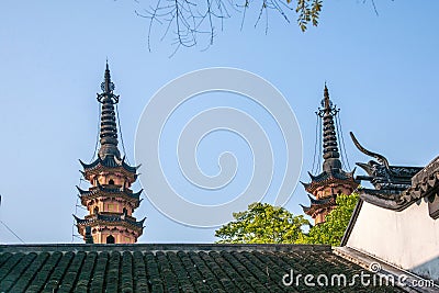 Suzhou Luohuan twin towers Stock Photo