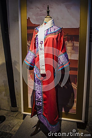 Suzhou tsu silk qipao. Stock Photo