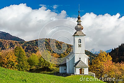 Sv. Marko chapel in Lower Danje, Slovenia at autumn colors Stock Photo