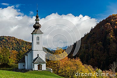 Sv. Marko chapel in Lower Danje, Slovenia at autumn colors Stock Photo