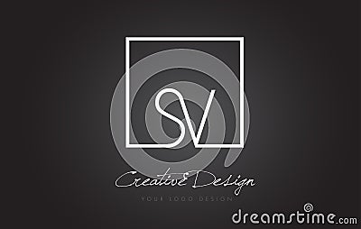 SV Square Frame Letter Logo Design with Black and White Colors. Vector Illustration