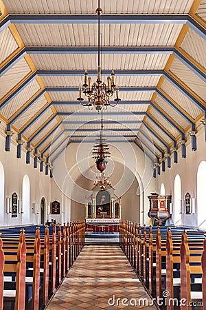 Svaneke Church, Bornholm island, Denmark. Editorial Stock Photo