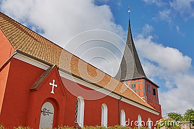 View of Svaneke Church on Island of Bornholm in Denmark Editorial Stock Photo