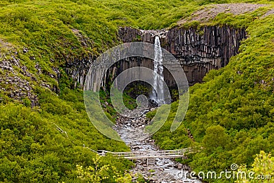 Svartifoss - the most picturesque waterfall of Iceland Stock Photo