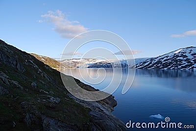 Svartisen Glacier Dam Stock Photo