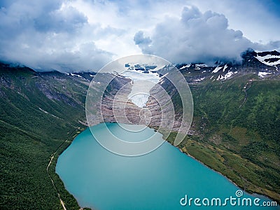 Svartisen Glacier in Norway. Stock Photo