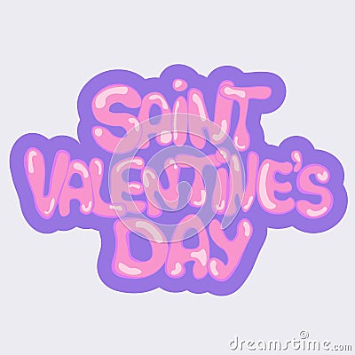 pink text Saint Valentine's day Vector Illustration