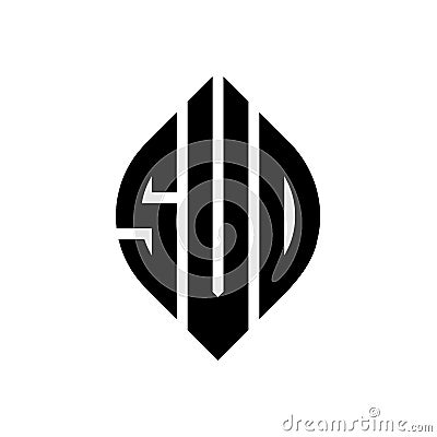 SVD circle letter logo design with circle and ellipse shape. SVD ellipse letters with typographic style. The three initials form a Vector Illustration