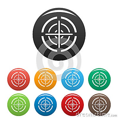 Svd gun aim icons set color Vector Illustration