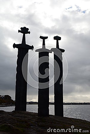 Sverd i fjell monument. Hafrsfjord. Stavanger. Rogaland county. Norway Stock Photo