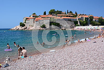 Sveti Stefan beach. Montenegro Editorial Stock Photo